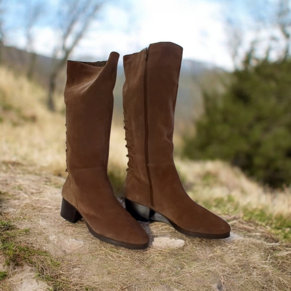 NINE WEST "CASCADES" SUEDE BACK LACE UP TALL BOOTS - Picture 13 of 14